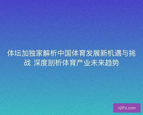 体坛加独家解析中国体育发展新机遇与挑战 深度剖析体育产业未来趋势